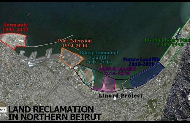 Schematische Darstellung verschiedener Landerweiterungsprojekt in Nord Beirut, (c) The Daily Star of Lebanon